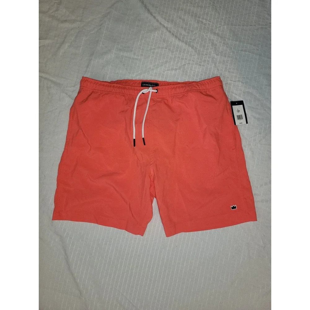 Crown & Ivy NWT Mens L‎  board / swimming / casual shorts: lined, neon pink